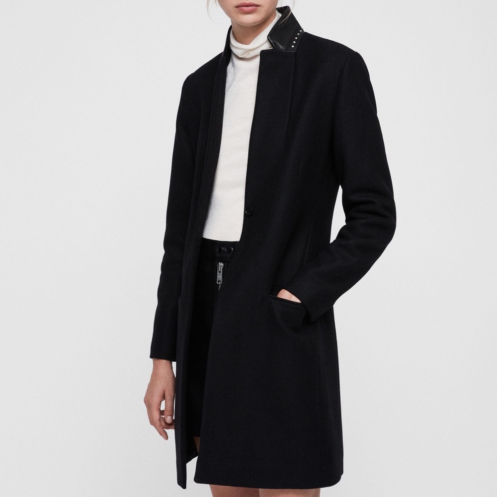 All Saints Leni stud wool Coat